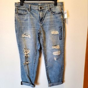GAP Sexy Boyfriend Fit Distressed Light Wash Jeans, Size 14, NWT